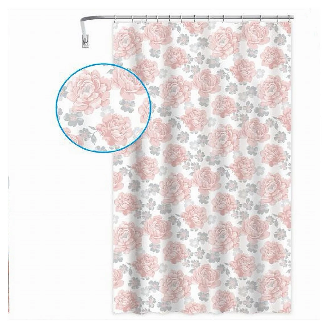 Ducha Tienda Tienda Bañera 12 Ganchos Imprimir Flores Pink 240x200cm 87576