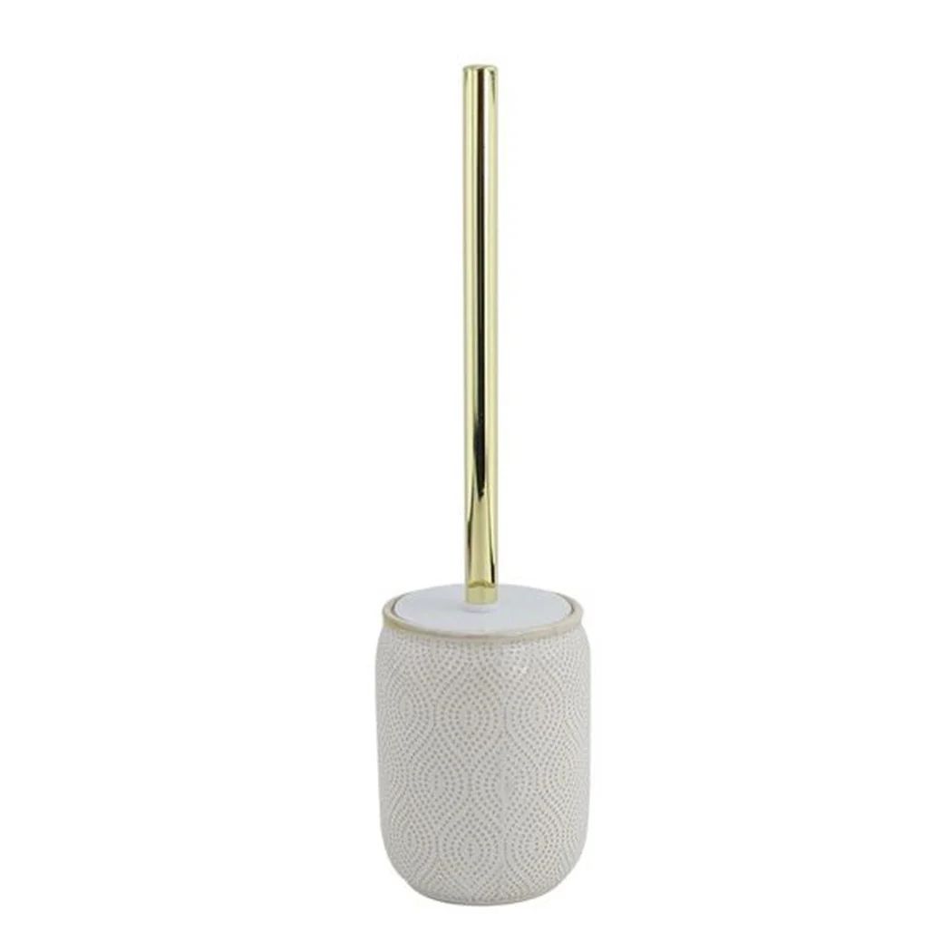 Baño de baño blanco Marco de inodoro Marco étnico diseño de oro con escoba 87793