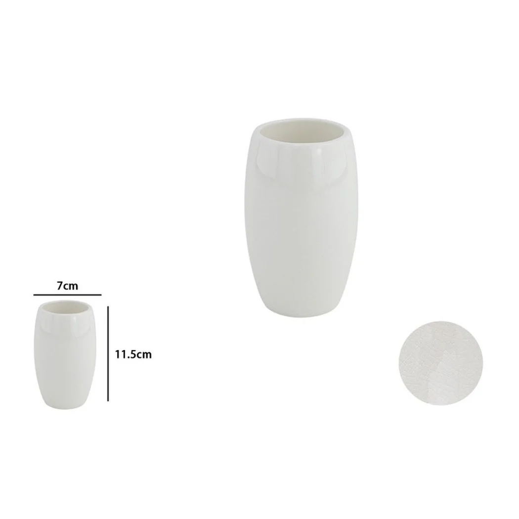 PORTACEPILLOS DE DIENTES VASO DE CUERO BLANCO ACCESORIO DE BAÑO ELEGANTE 87787
