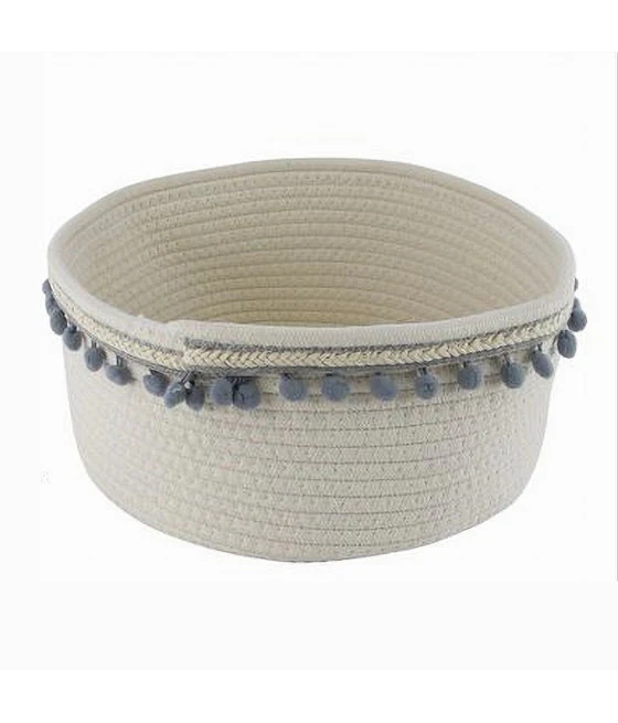 Cesta de contenedor de lino de lino manijas gris tela 26x20x16cm 79204