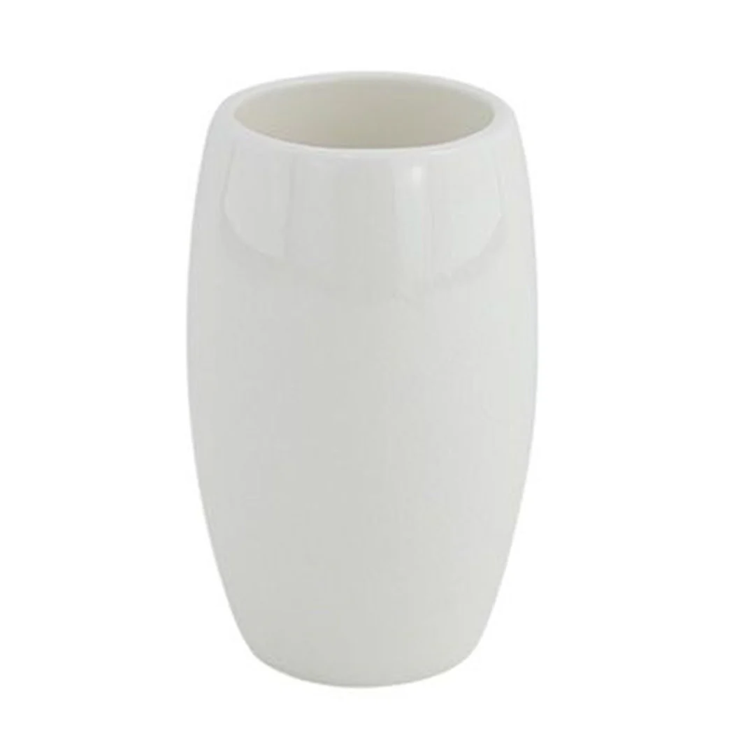 PORTACEPILLOS DE DIENTES VASO DE CUERO BLANCO ACCESORIO DE BAÑO ELEGANTE 87787