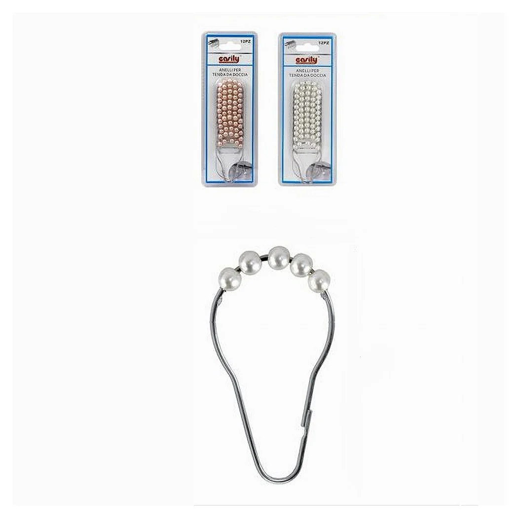 Set 12pcs Anillos Hook Cortina de ducha Metal con cuentas de dormitorio Caja de ducha 59778