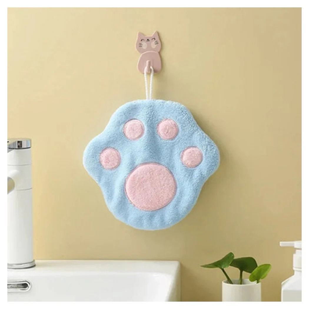 Toalla suave con huella colgando gato niños niños limpieza 10777