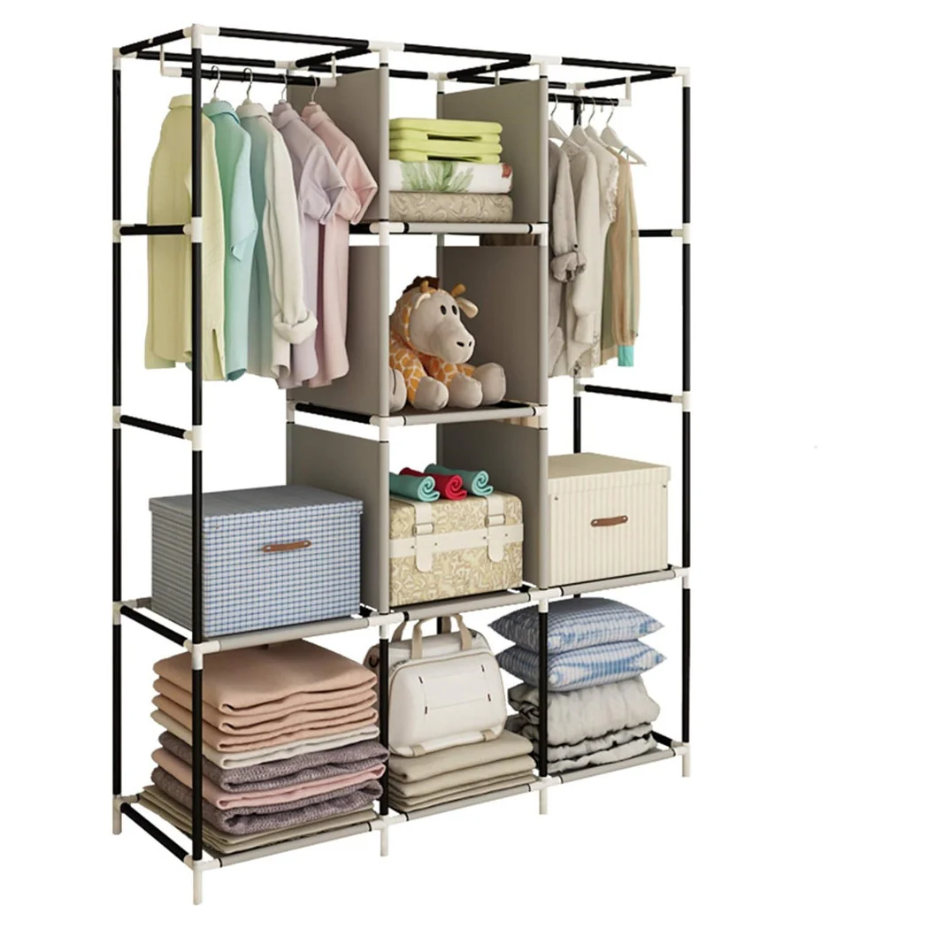 Ropa organizadora del gabinete en lienzo con 2 binarios SUBASTADORES SUSPENDIDOS 6 estantes