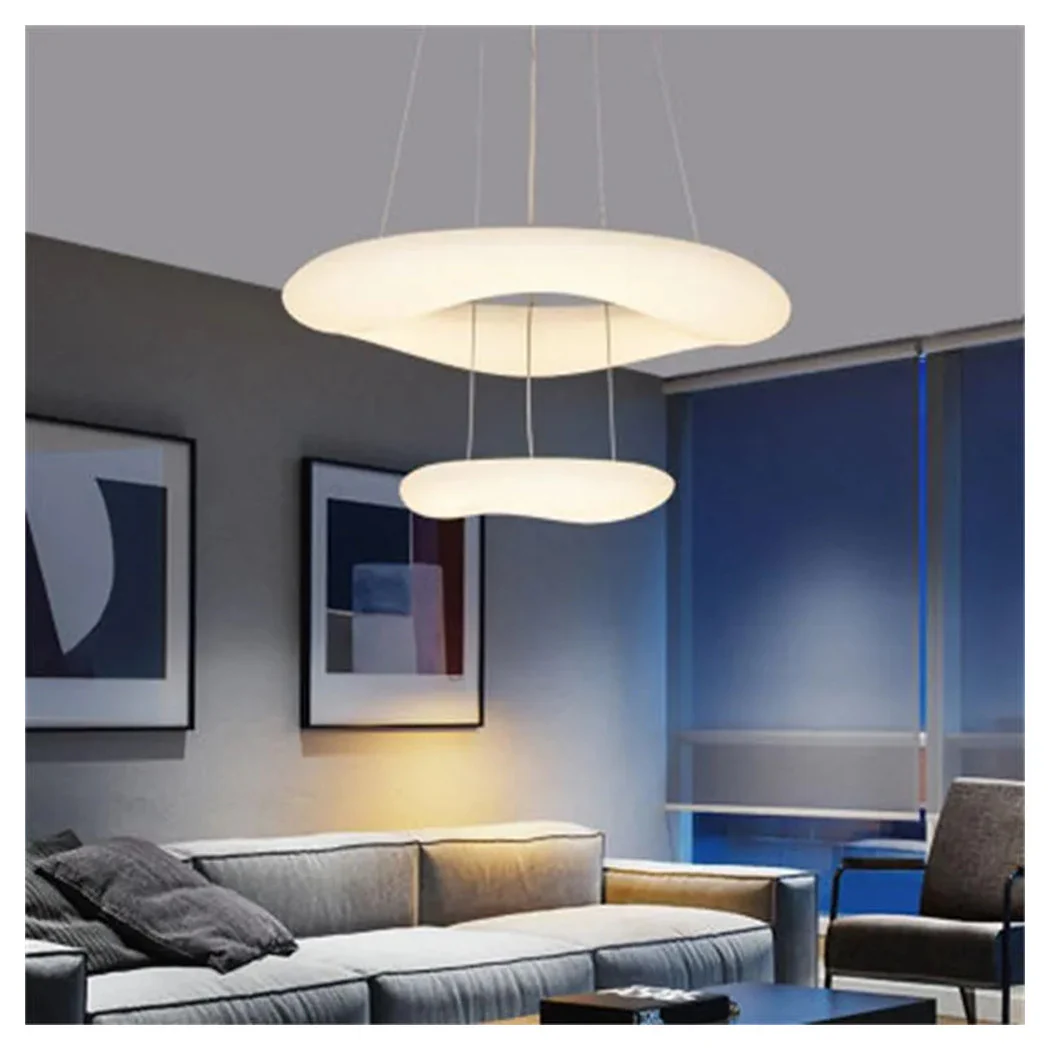 Moderna suspensión araña en forma de anillo de lámpara flotante de doble nube