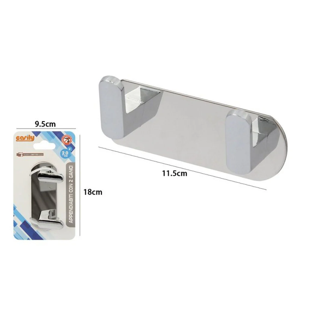 Percha con 2 ganchos Perchas Toalla Toalla Baño Hogar CHROME COCINA 59731