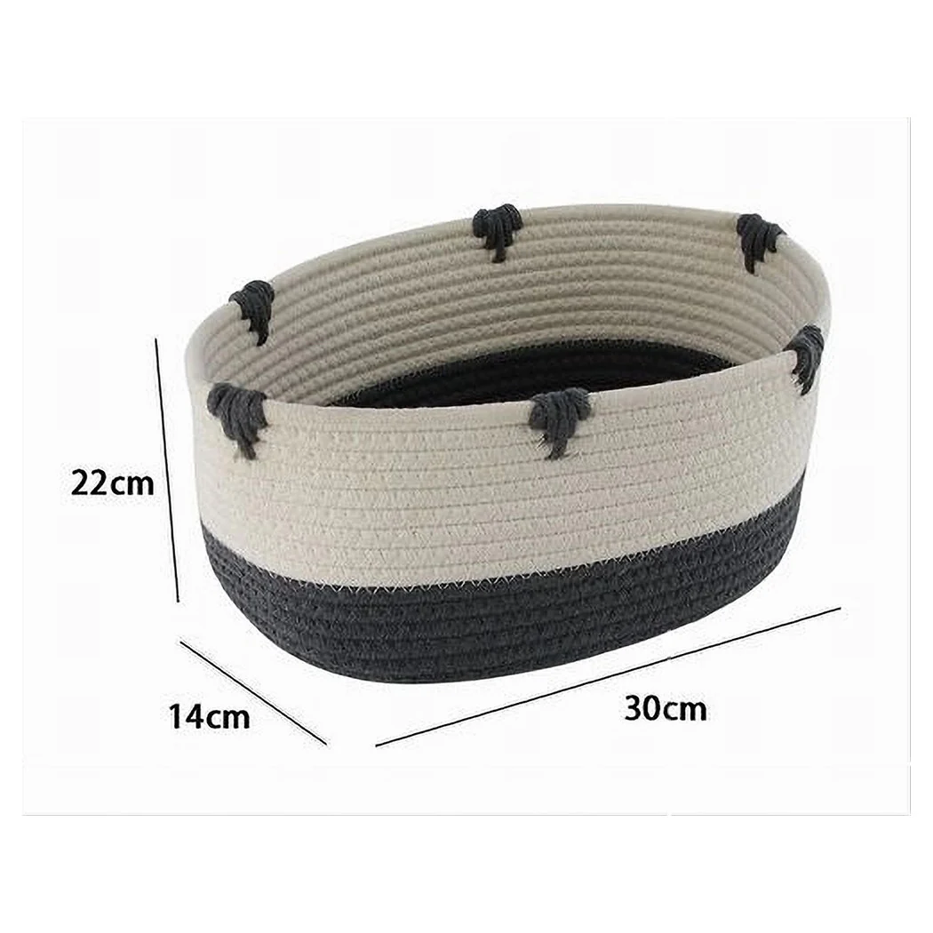 Cesta de lino de bicicleta de dos colores en tela trenzada 30x22x14cm 10664