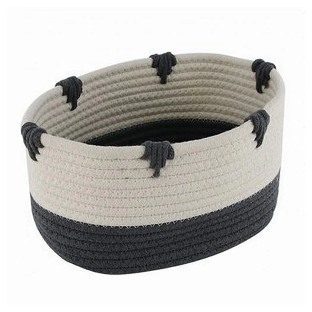 Cesta de lino de dos colores en cesta de tela trenzada 25x18x13 cm 10663