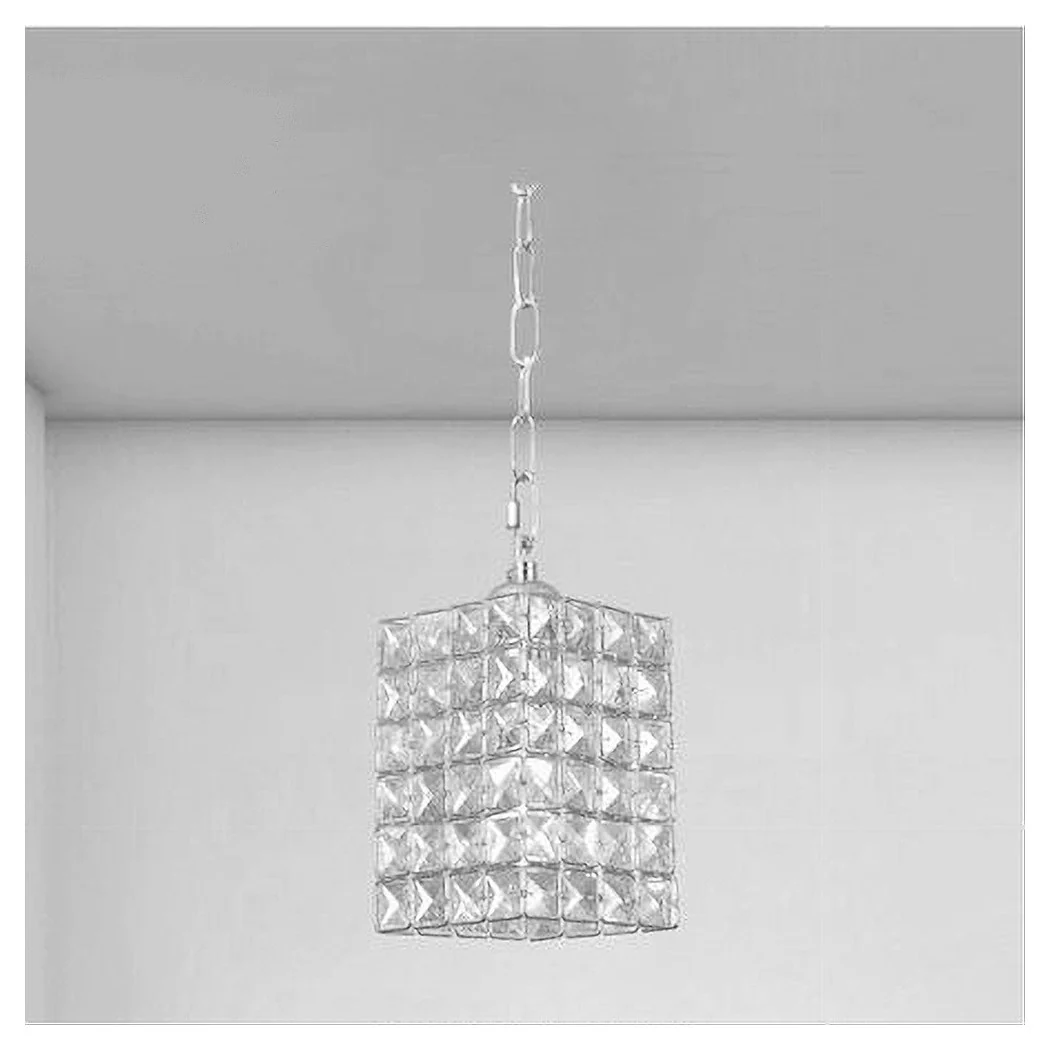 Araña suspendida rectangular con cristales Lámpara de luz E27 Silver 32330