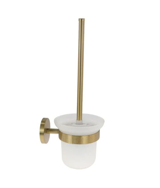 Baño de baño blanco Marco de inodoro Marco étnico diseño de oro con escoba 87793