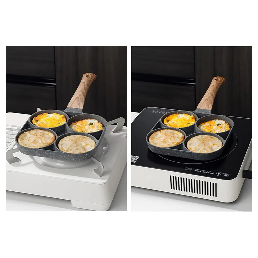 4-hole front pan for eggs Pancake wooden handle Kitchen accessories 624386
