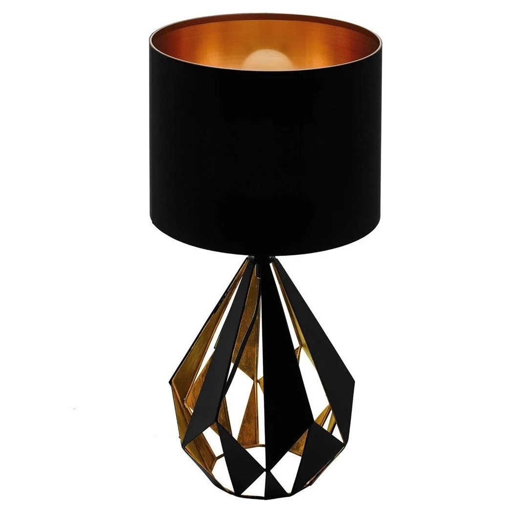 Lámpara de mesa vintage con pantalla redonda en cobre negro 250x510 mm