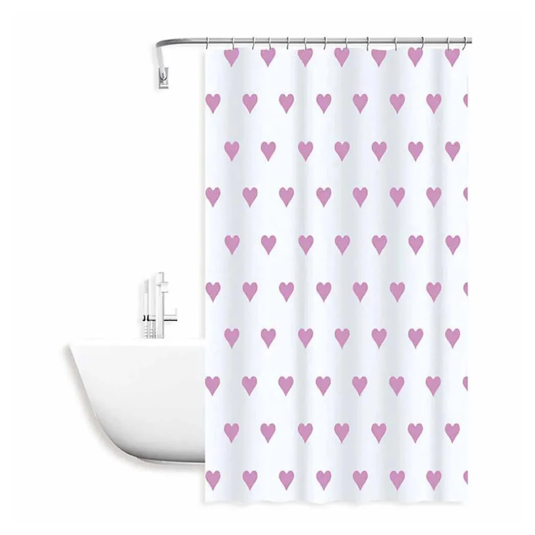 Tienda de ducha Bañera impermeable 12 ganchos con corazones rosados 180x200cm 87091
