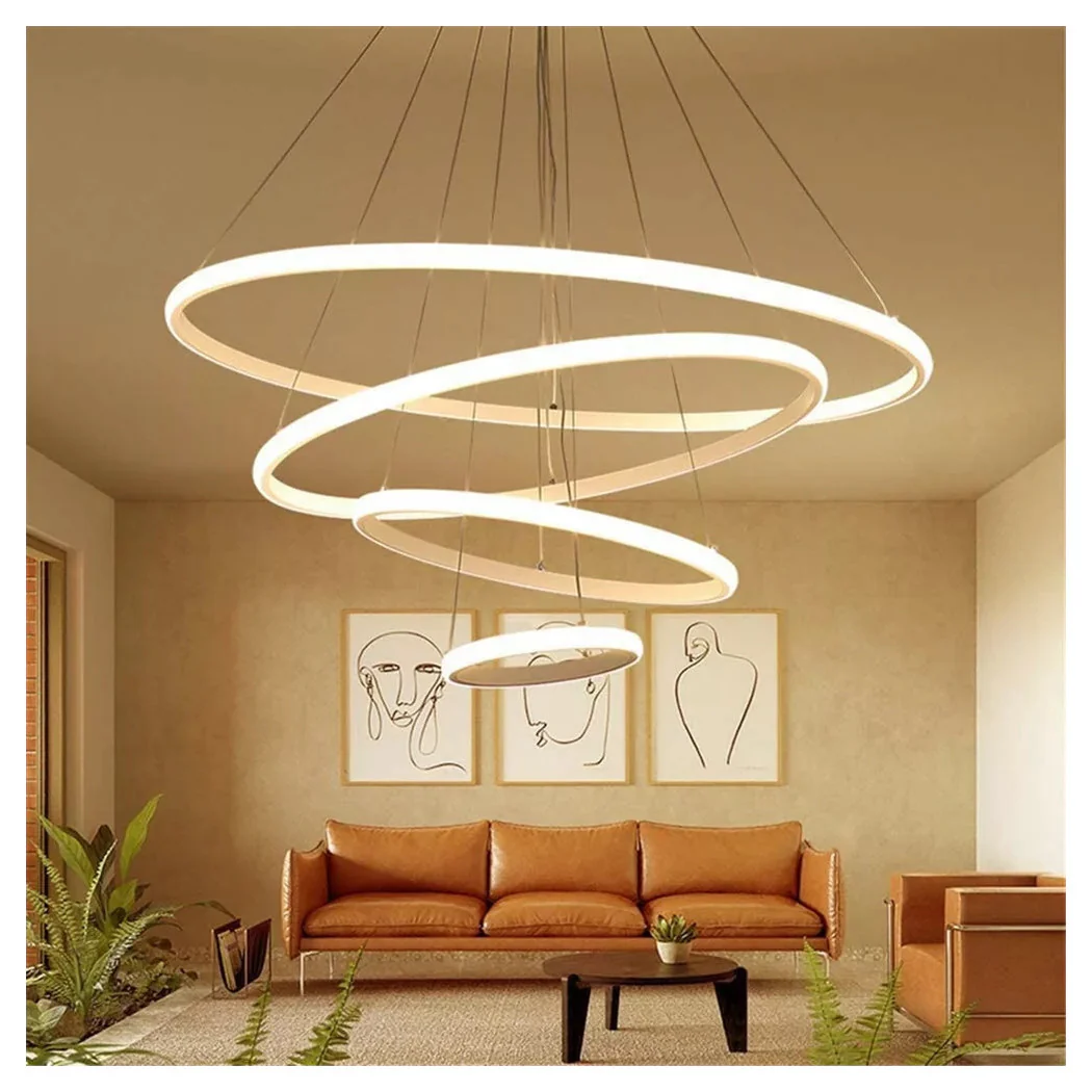 LED 120W LED araña suspendida 4 anillos colgantes redondos anillos de luz blanca 6500k 50316