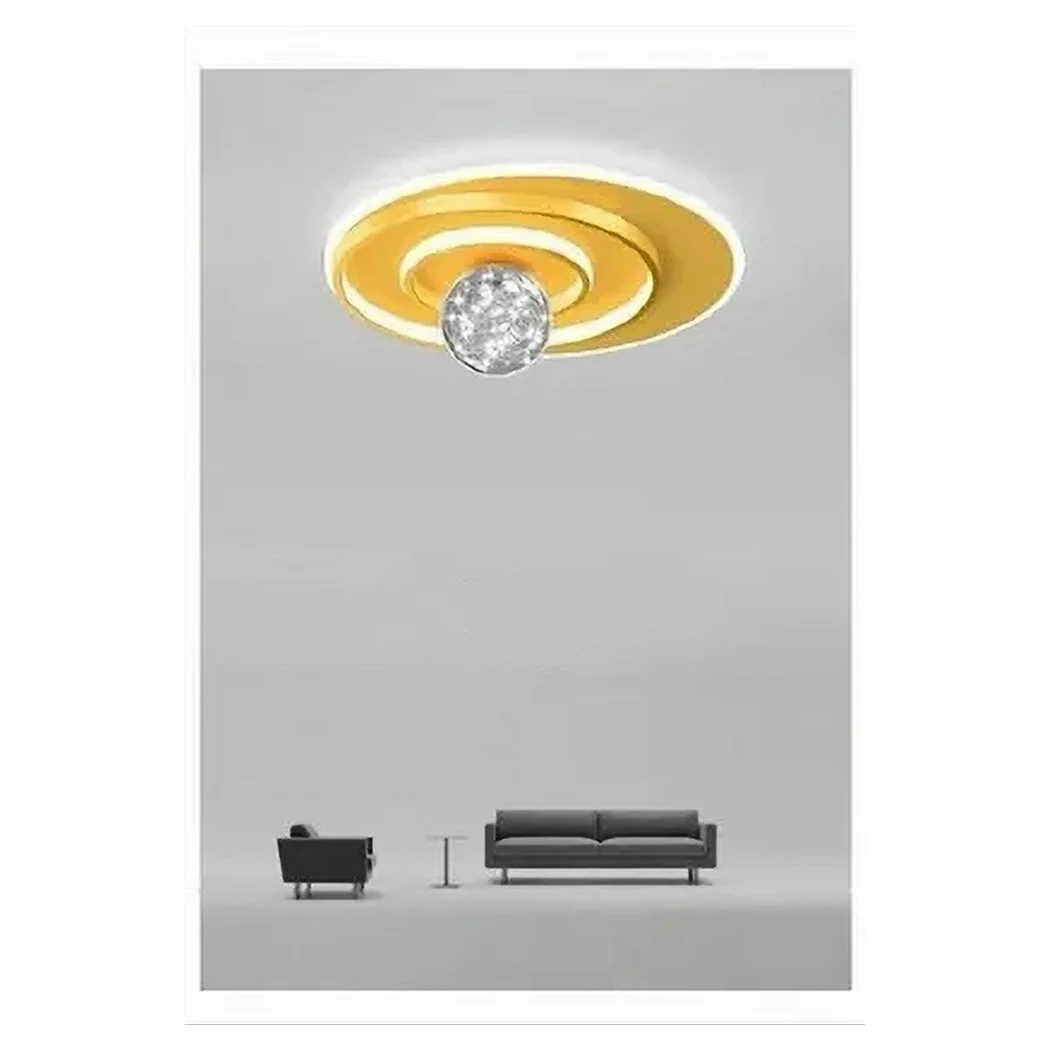 Luz de techo LED 48W Círculo Espiral Esfera de oro Redondo Lámpara de araña Frío 70784
