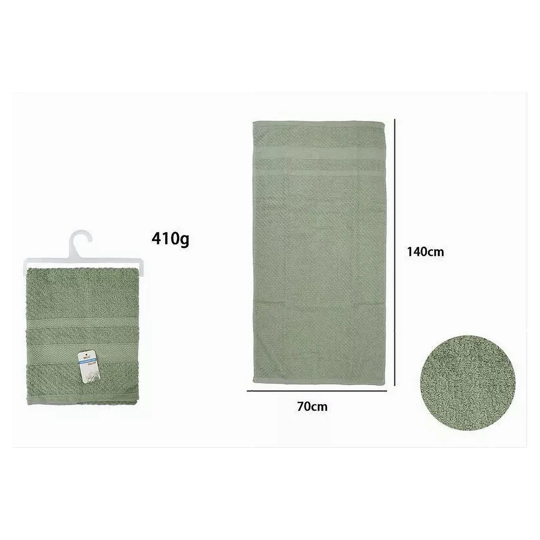 Toalla de baño Tela de algodón suave 70 x 140 cm 410gr Color verde 79492