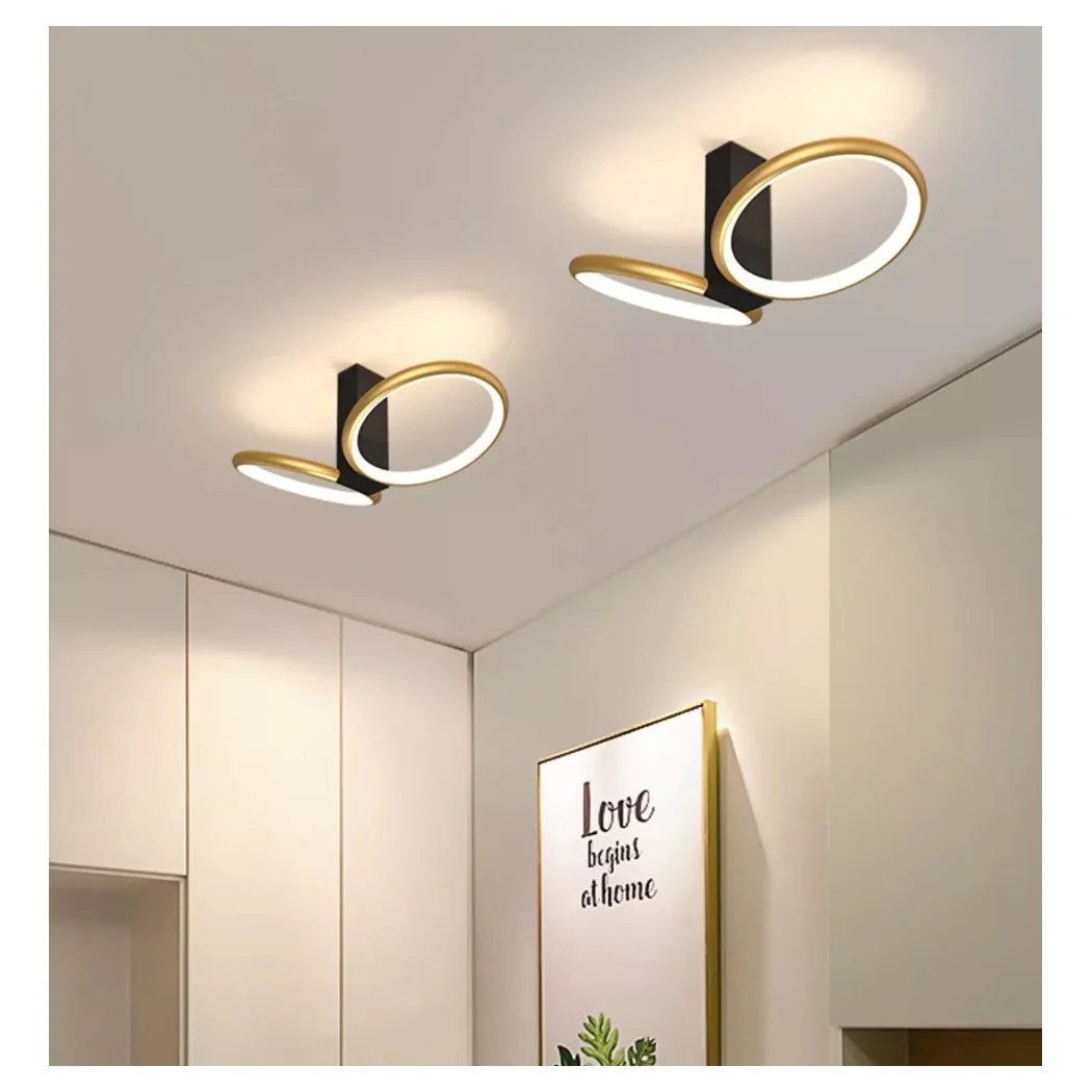Luz del techo LED 22 W 2 llantas Lámpara de oro moderna Anillo doble 50544