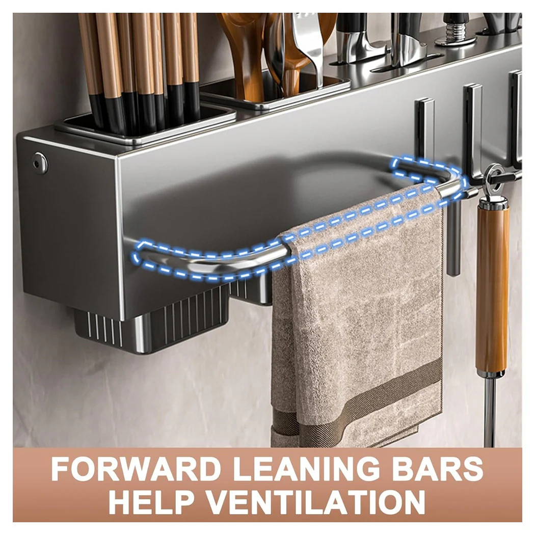 Titular de la herramienta con 6 ganchos pegatina colgando cucharón titular de cocina gadget cuchillos