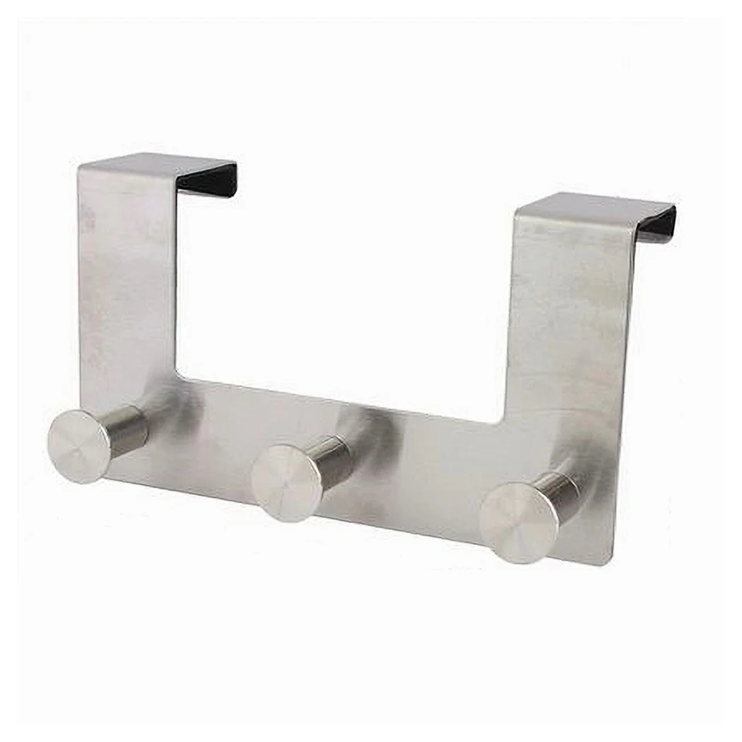 Rack de capa de puerta con 3 ganchos 19.5 x 11.5cm Ropa de toallas de plata 87784