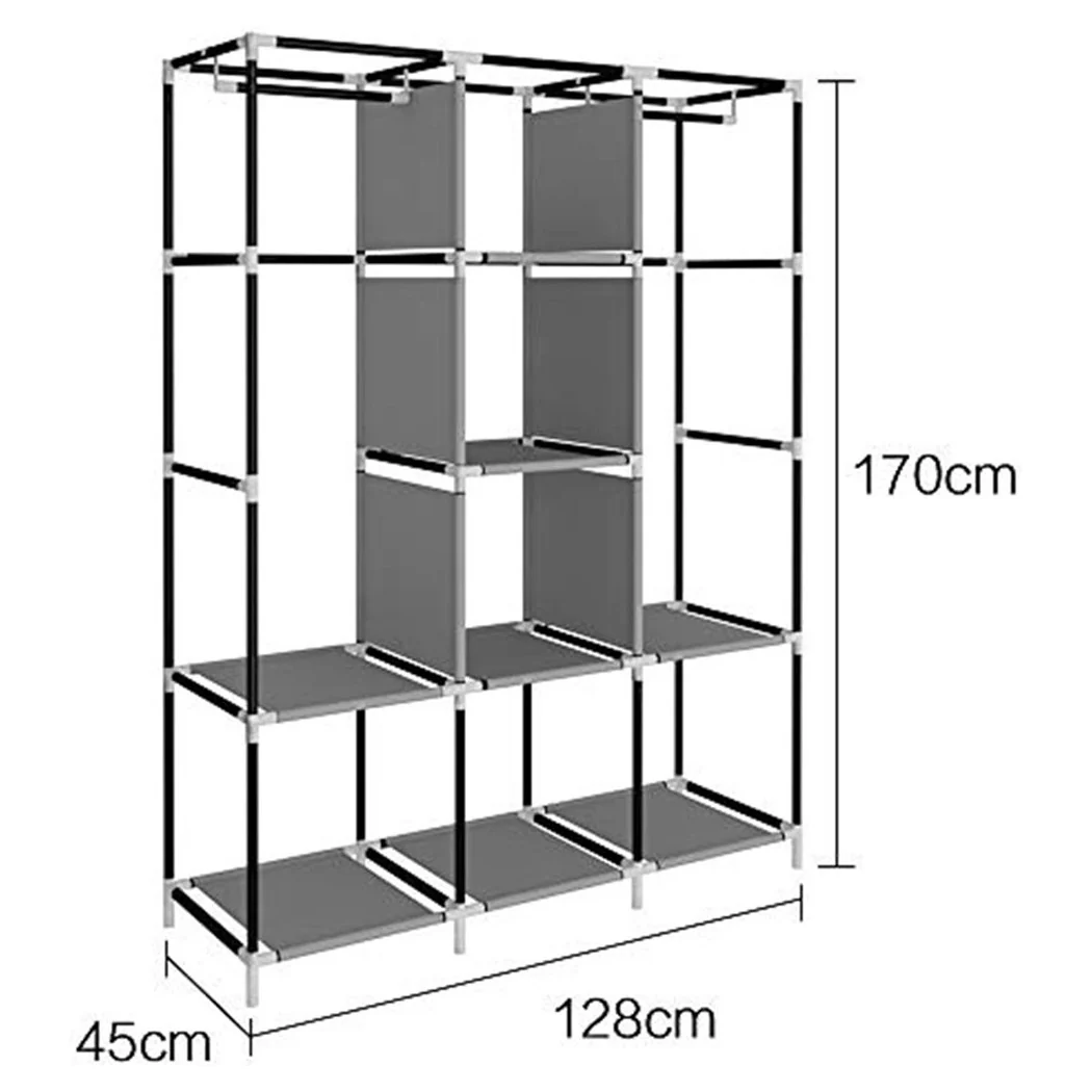 Ropa organizadora del gabinete en lienzo con 2 binarios SUBASTADORES SUSPENDIDOS 6 estantes