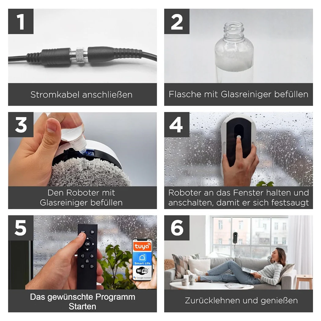 Ventana de limpieza de robots con agua pulverizada inteligente Bifaceae 5600PA Control de aplicaciones