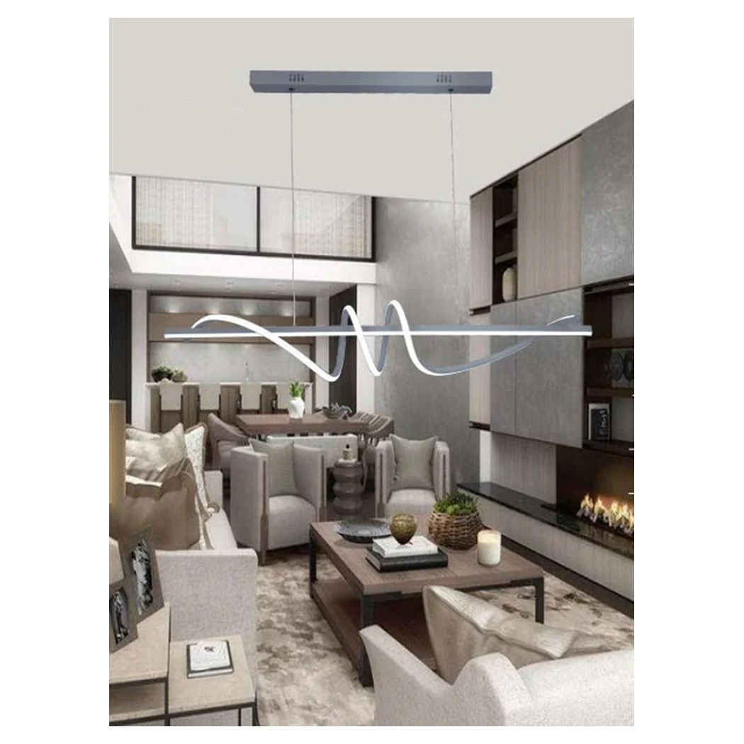 Colgando LED araña 65W plata ondulada espiral horizontal luz vórtice 3000k-6500k 01165