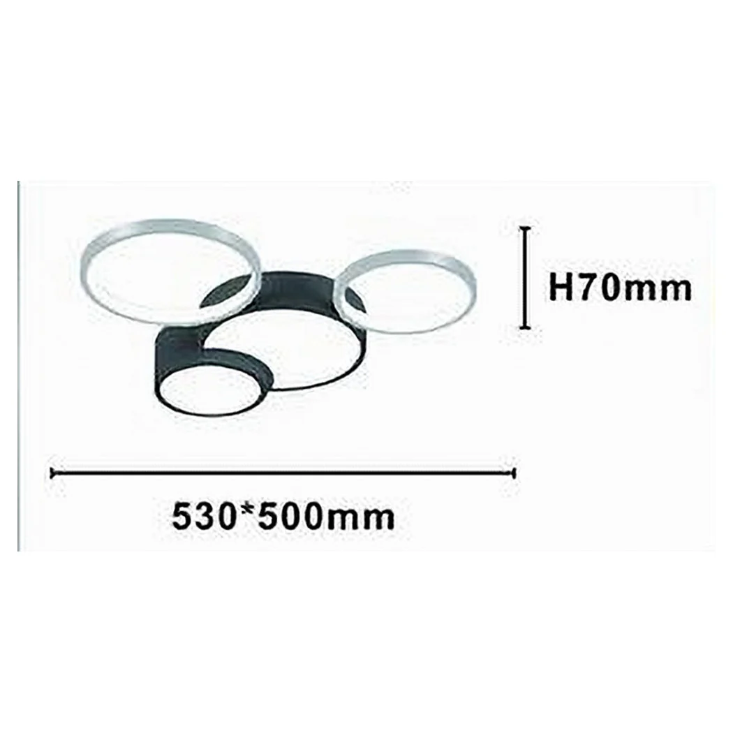 Luz de techo LED 36W 4 llantas Plata Luz negro Luz de techo moderna 6500k 70944