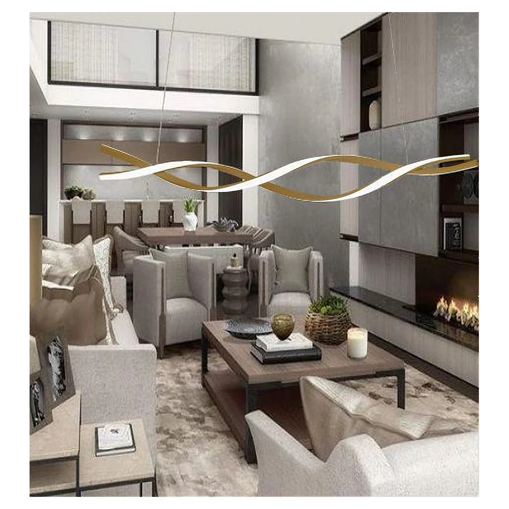 Luz colgante araña 3000K-6500K LED 48W Oro Espiral Horizontal Vortex 01110