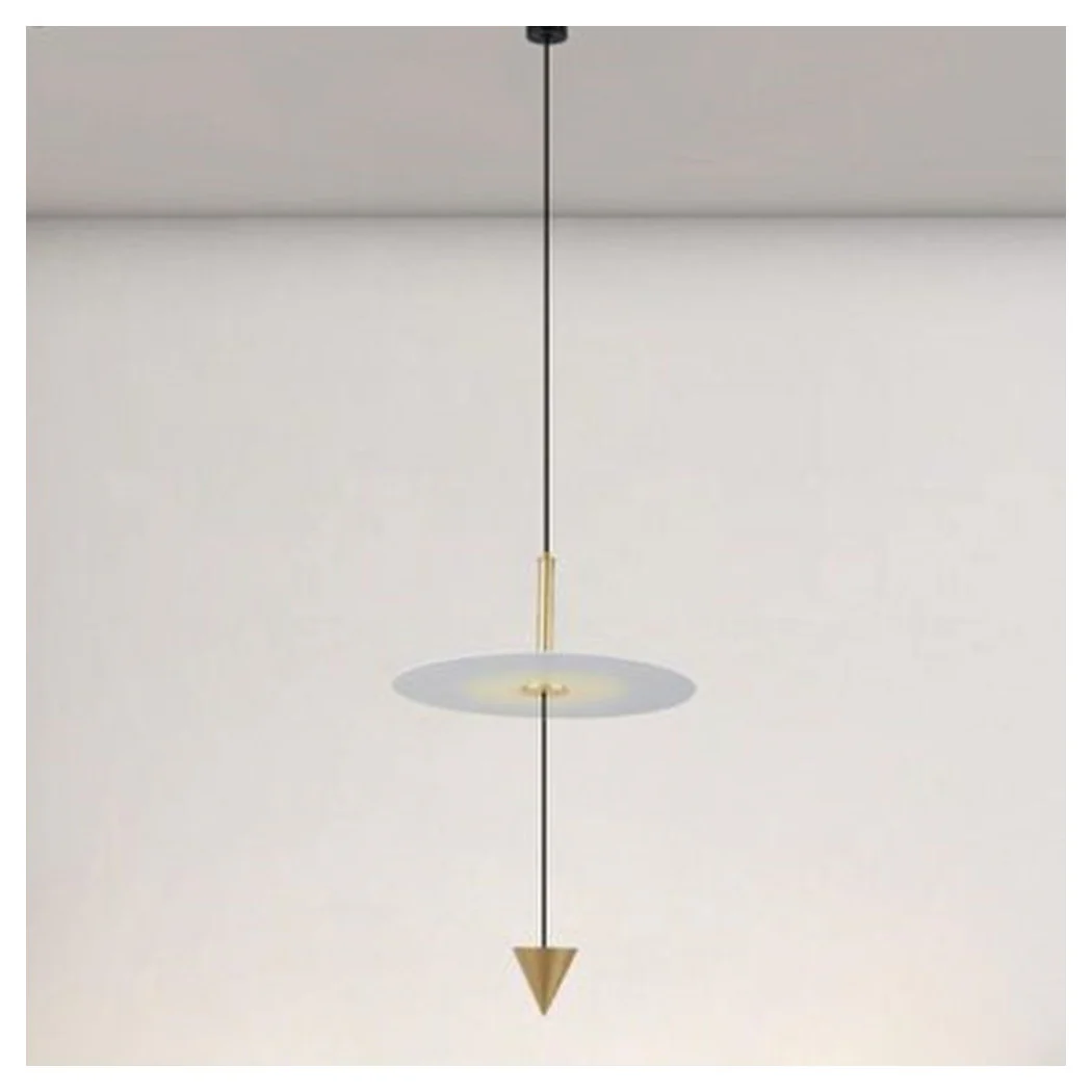 Lámpara de araña colgante 12W LED luz 4000k Disco blanco Ø23cm Cono Gold 32016