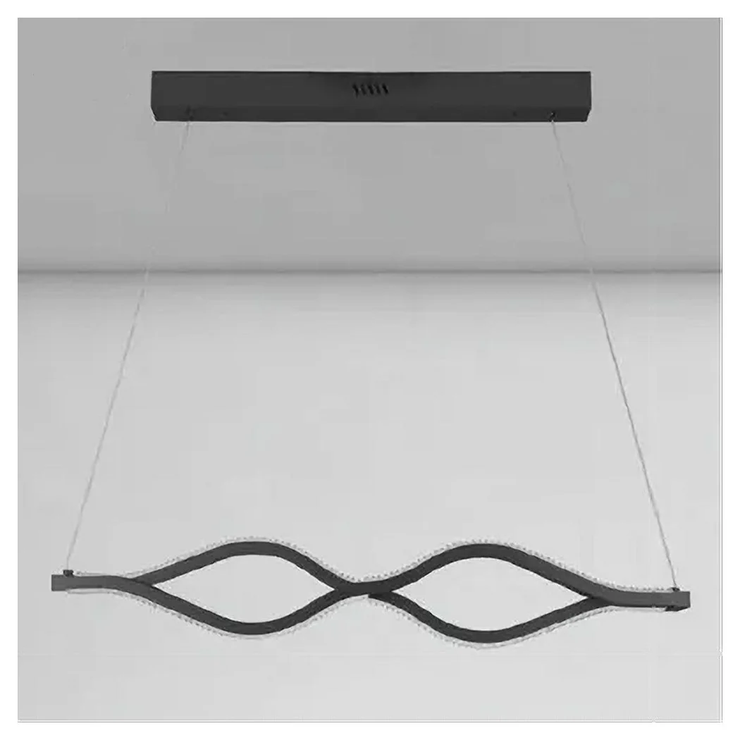 Láñada de suspensión LED 58 vatios onda infinito ondulado cristal negro 32132