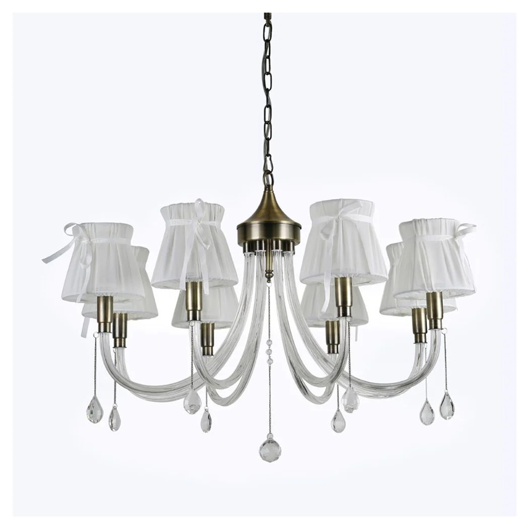 Lámpara de bronce blanco clásica con lámpara de techo de 8 brazos de suspensión 92389