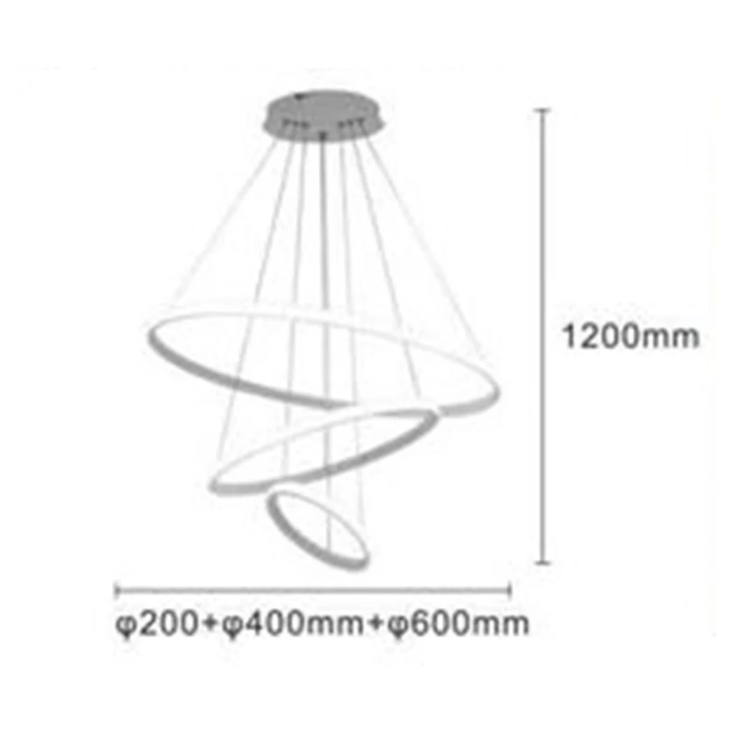 LÁMPARA DE SUSPENSIÓN LED 72W 3 ANILLOS REDONDOS LUZ BLANCA 4000K 50255