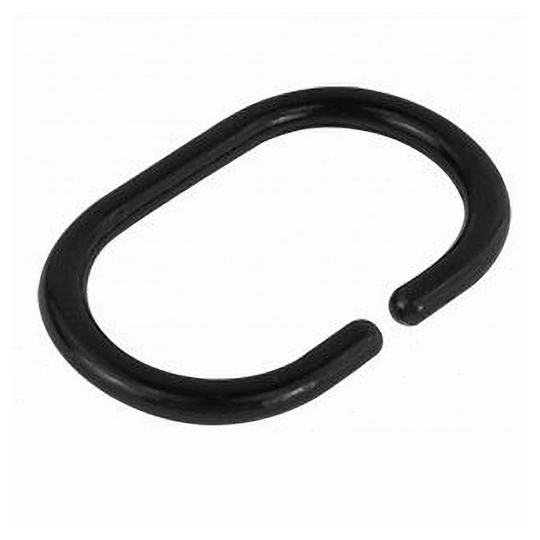 Set 12pcs anillos gancho para la ducha Tienda de baño Baño de plástico PP negro 87239