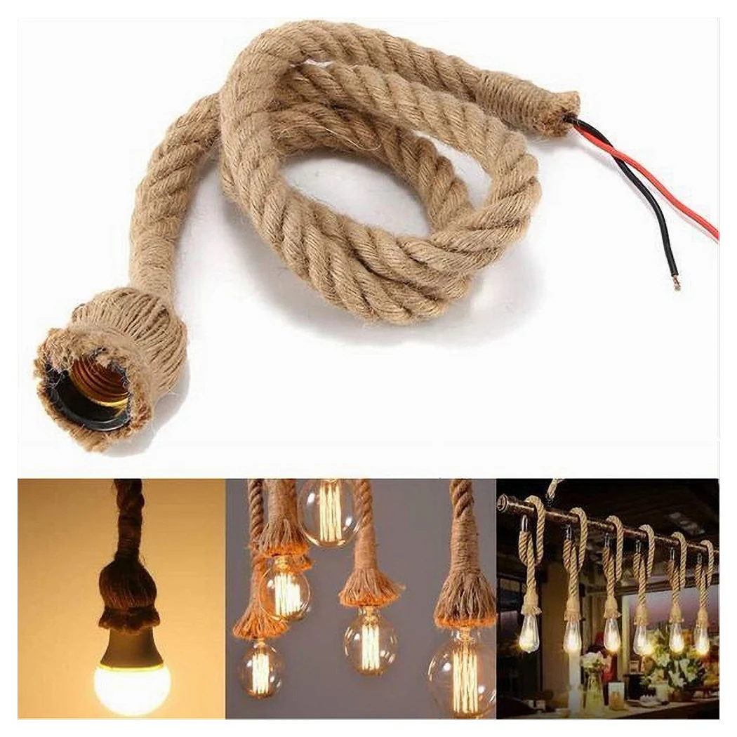 Tenedor de la lámpara de cuerda del cáñamo de la araña del colgante de 3 MT E27 582963