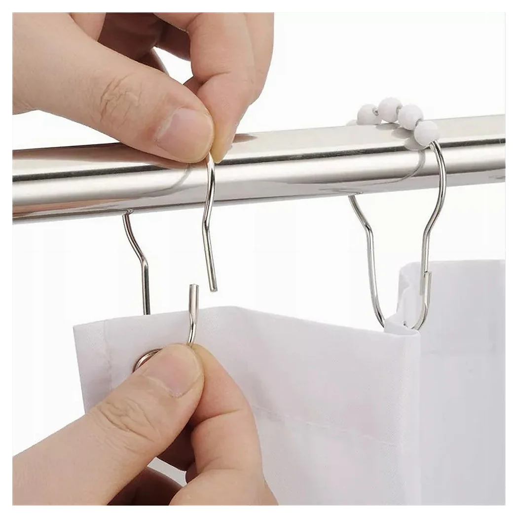 Set 12pcs Anillos Hook Cortina de ducha Metal con cuentas de dormitorio Caja de ducha 59778