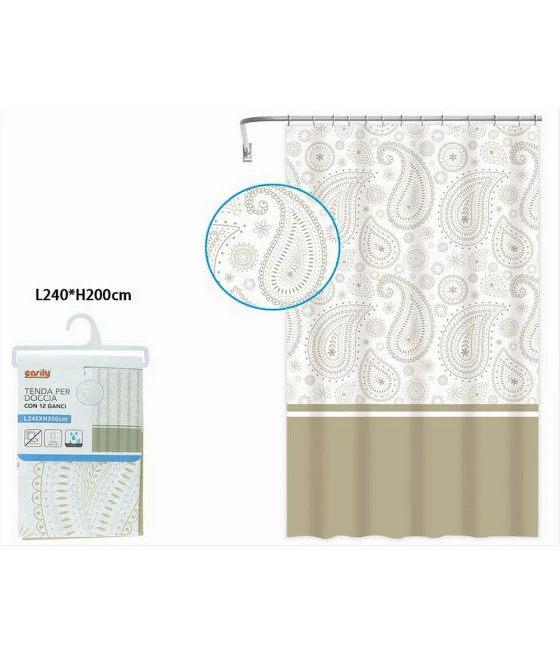 Cortina de ducha Bañera abstracta reflejada con 12 ganchos 240 x 180cm 87188