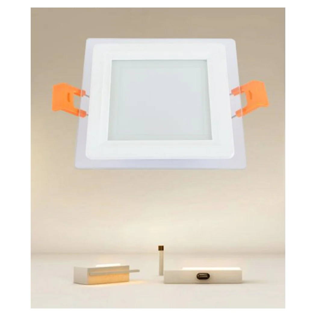 LED PANNEL INCASSO LUCE 3000K-6500K 6W QUADRATO AM-CS-6 CON BORD TRANSPARENT 00663