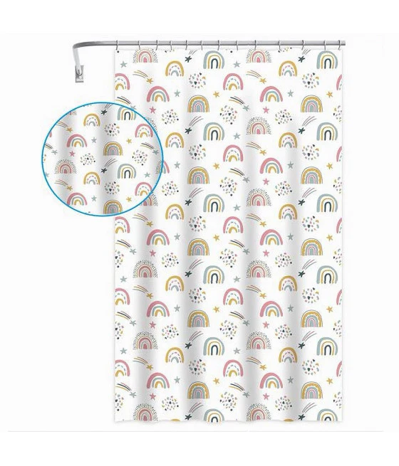 Baño de baño de tiendas de ducha con 12 ganchos de arco iris fantasía 240 x 200 cm guijarro 87564