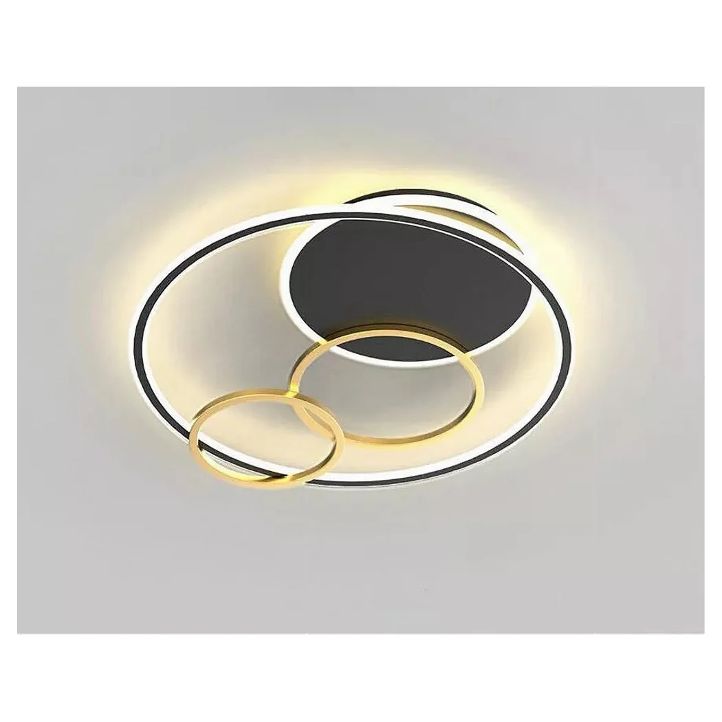 PLAFONIERA LED 55W TONDO CON CERCHI NERO ORO LAMPADA DE LUZ 4000K 70876
