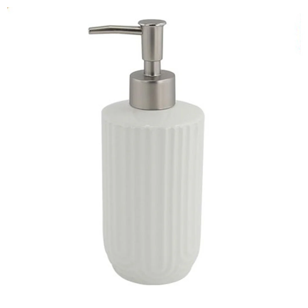 Distribuidor de dispensador Jabón líquido para muebles de baño en cerámica acanalada blanca 87802
