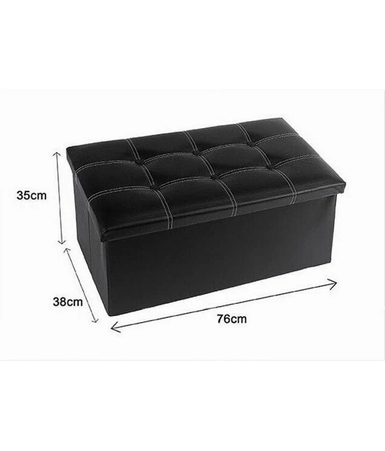 Puff Puff Puf Pufd Acabado Contenedor de almacenamiento Negro Asiento negro 76x38x35 cm 79431