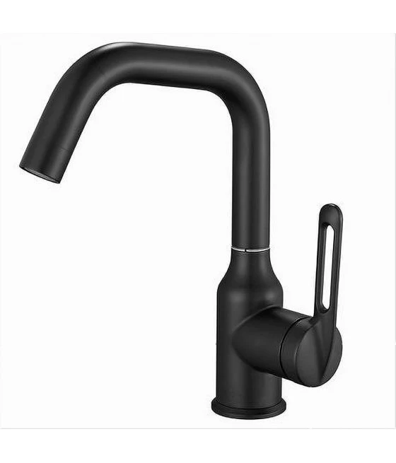 Mezclador giratorio de grifo de cocina de una sola forrada satinado negro fregadero 87258