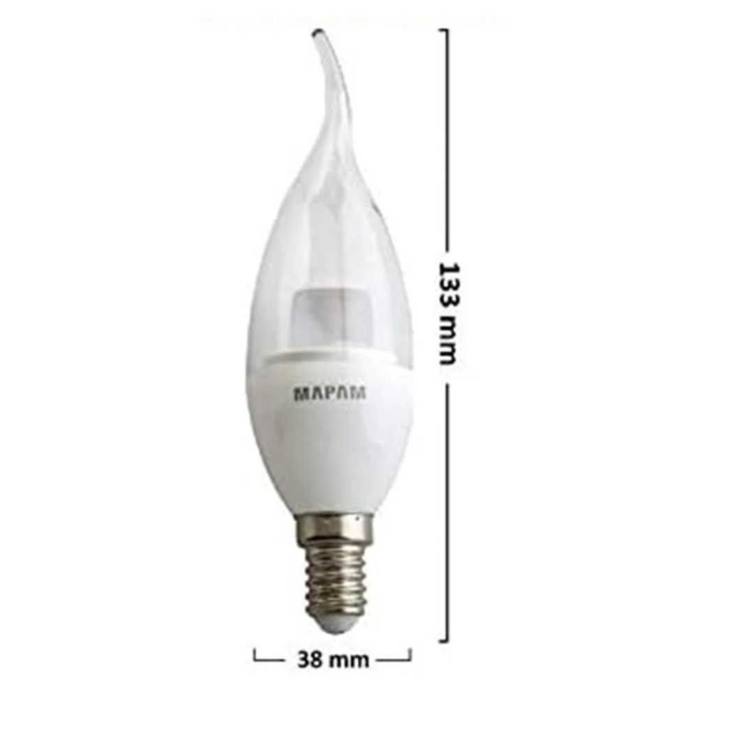 LAMPADINA LED E14 CANDELA TRASPARENTE 5WATT LUCE NATURA 4500K ALTA QUALIDAD 00425