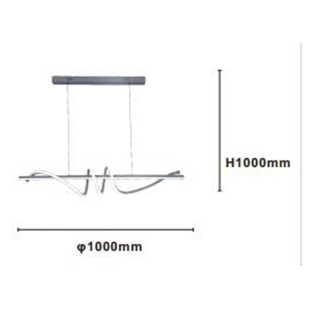 Colgando LED araña 65W plata ondulada espiral horizontal luz vórtice 3000k-6500k 01165