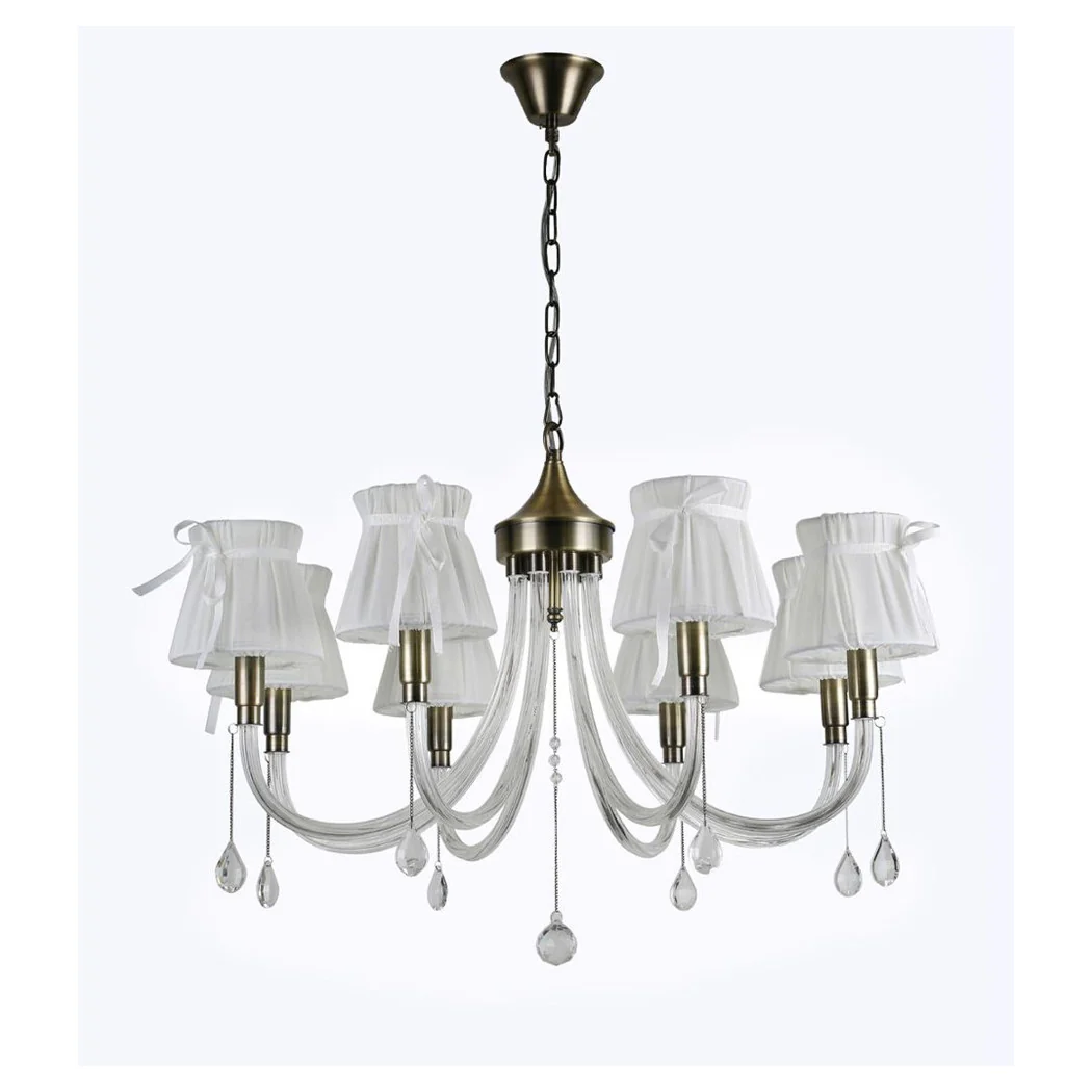 Lámpara de bronce blanco clásica con lámpara de techo de 8 brazos de suspensión 92389