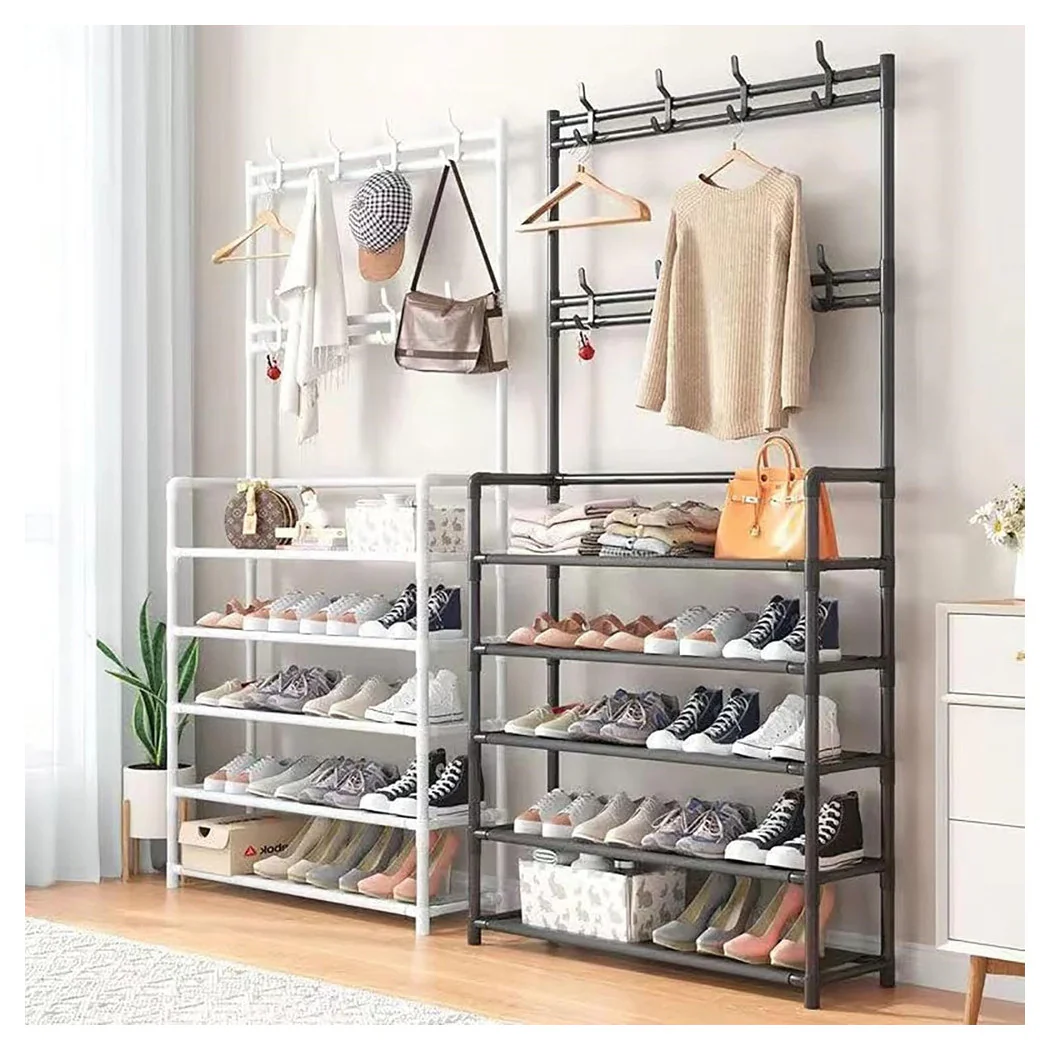 Sopleja de calificación desde la percha de la cubierta de la casa de tierra 3 en 1 zapatos de banco con 8 ganchos