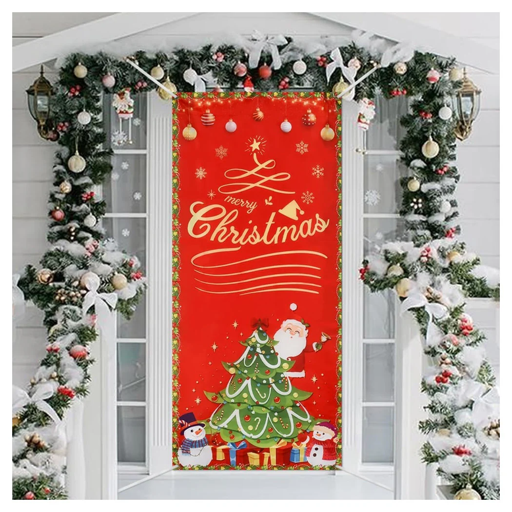Cubierta de la puerta de Navidad con decoraciones elásticas Decoraciones de Navidad Navidad 90x210 cm