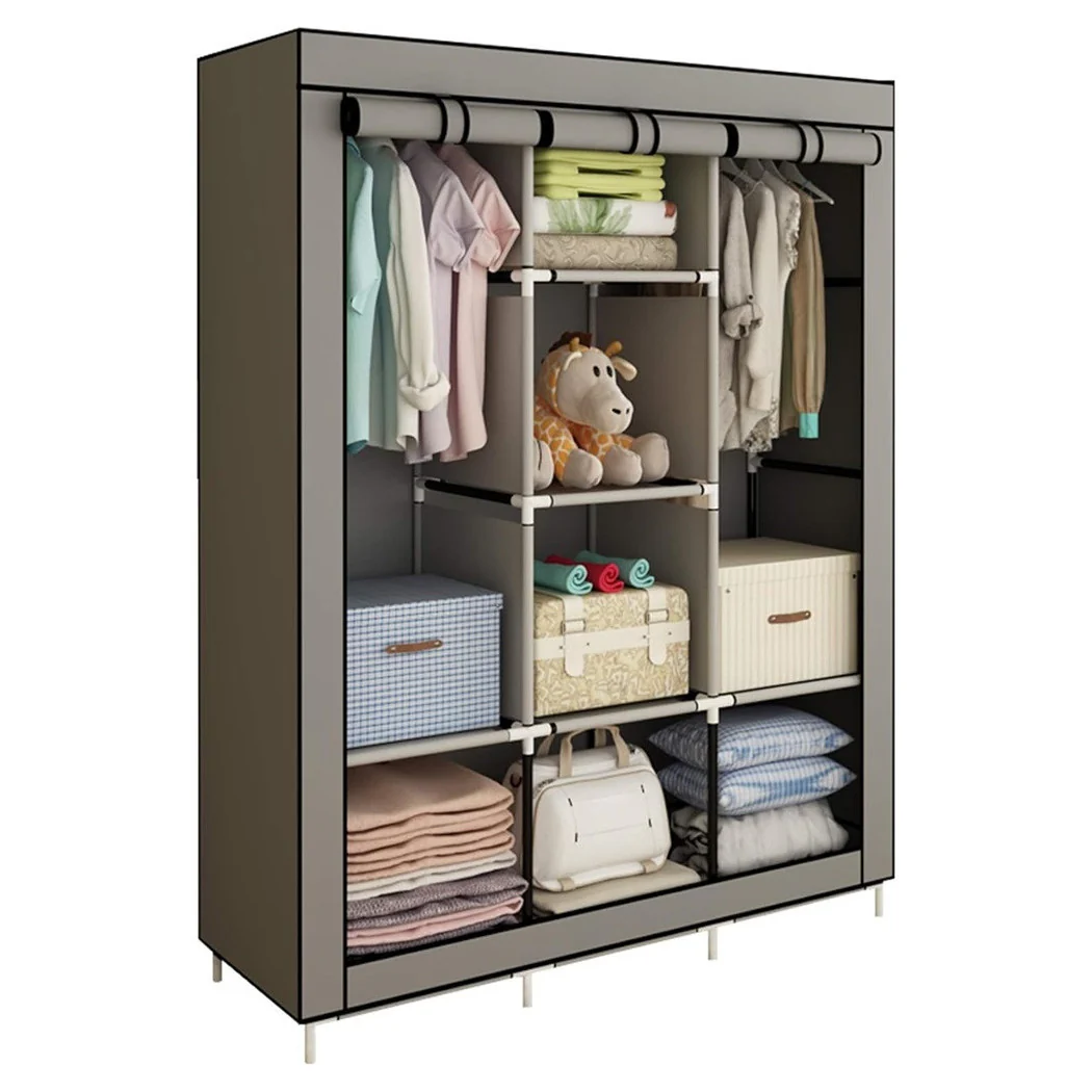 Ropa organizadora del gabinete en lienzo con 2 binarios SUBASTADORES SUSPENDIDOS 6 estantes