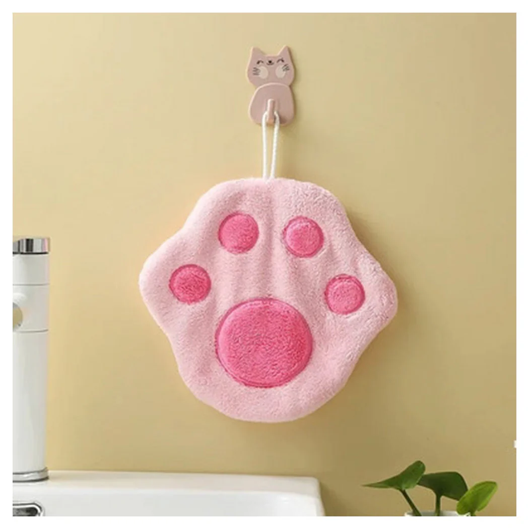 Toalla suave con huella colgando gato niños niños limpieza 10777