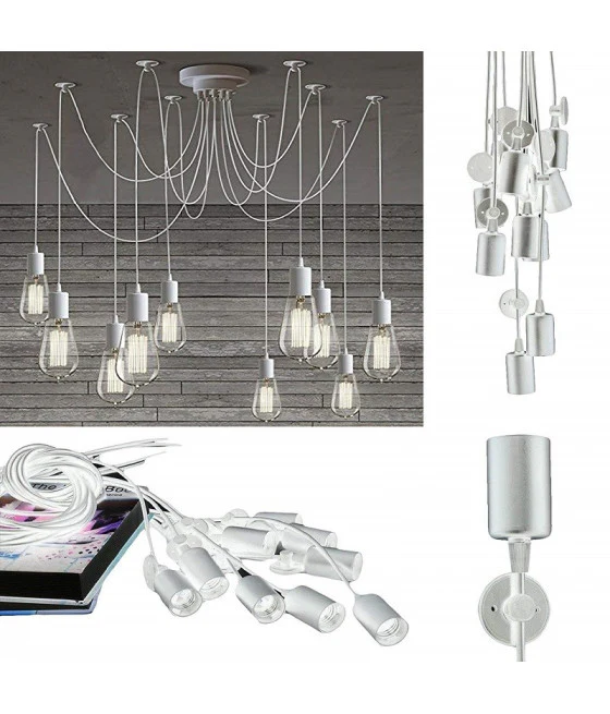 Araña colgante LED 60W 2 llantas anillos colgantes redondos luz blanca 6500k 50286